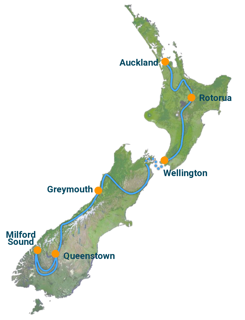 map of the itinerary